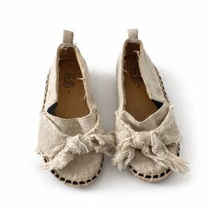 Zara Kids Cream/Tan Frayed Bow Espadrilles
